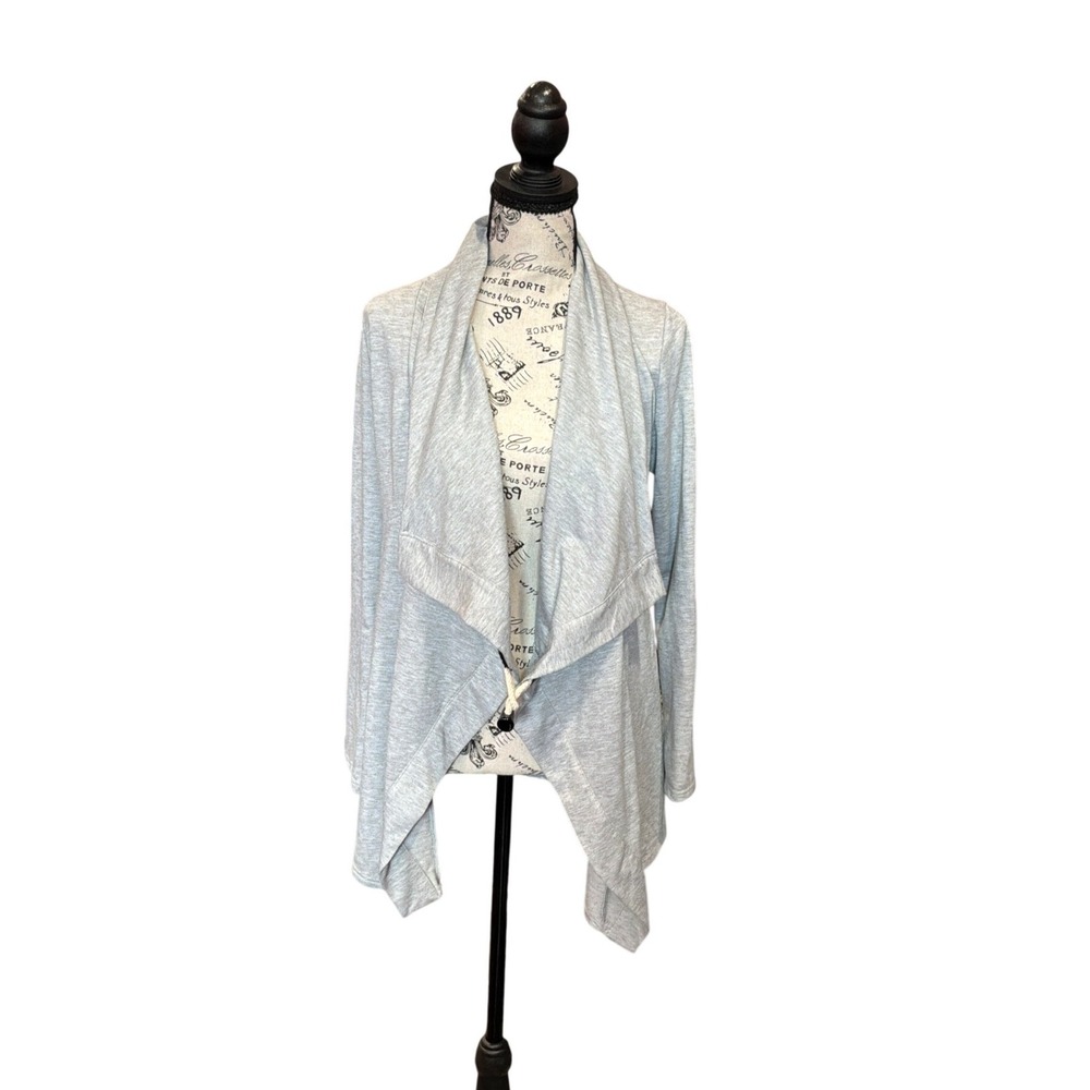 Bohme‎ Womens Heather Gray Waterfall Open Front Cardigan Jacket Size L 7874